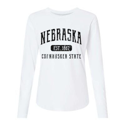 Nebraska Distressed Sports Design Womens Cotton Relaxed Long Sleeve T-Shirt