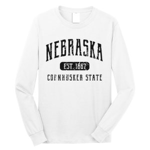 Nebraska Distressed Sports Design Long Sleeve Shirt