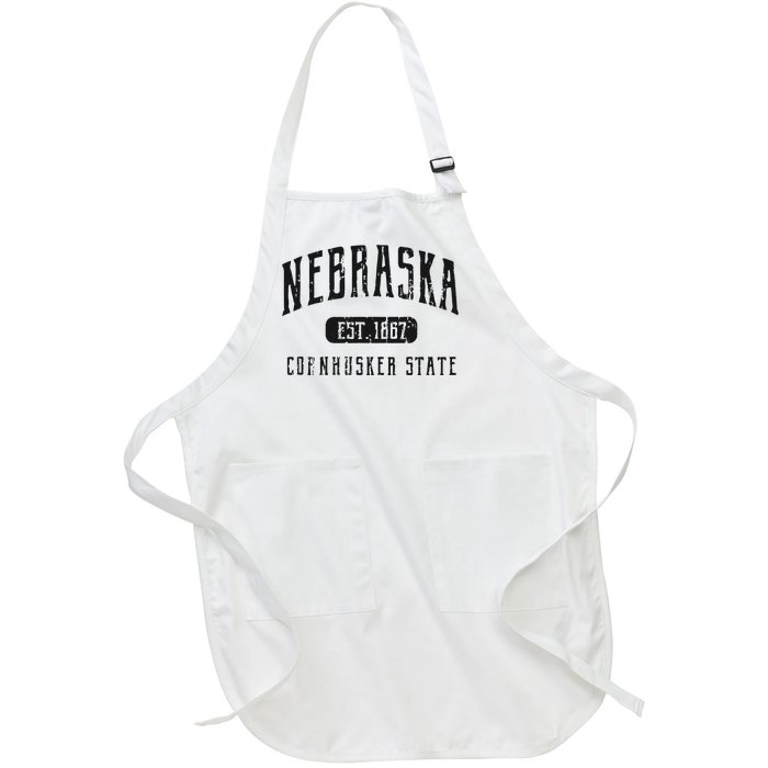 Nebraska Distressed Sports Design Full-Length Apron With Pockets