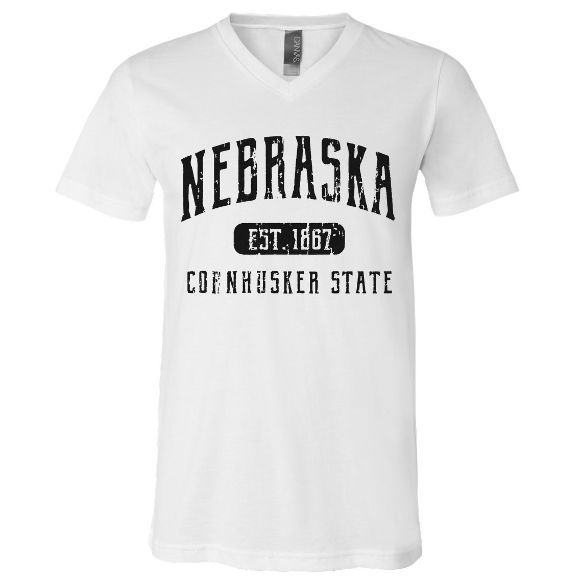 Nebraska Distressed Sports Design V-Neck T-Shirt