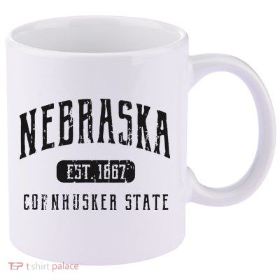 Nebraska Distressed Sports Design 11oz C Handle Ceramic Mug