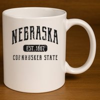 Nebraska Distressed Sports Design 11oz C Handle Ceramic Mug