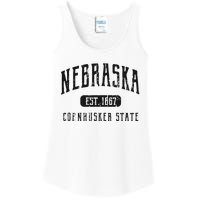 Nebraska Distressed Sports Design Ladies Essential Tank