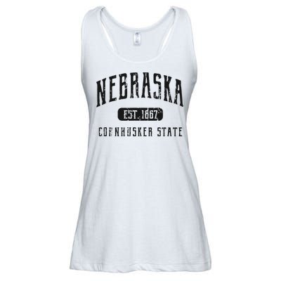 Nebraska Distressed Sports Design Ladies Essential Flowy Tank