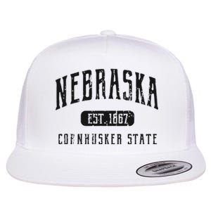 Nebraska Distressed Sports Design Flat Bill Trucker Hat