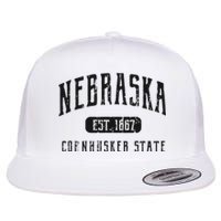 Nebraska Distressed Sports Design Flat Bill Trucker Hat