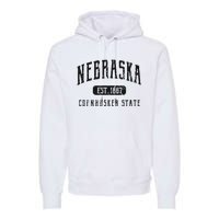 Nebraska Distressed Sports Design Premium Hoodie