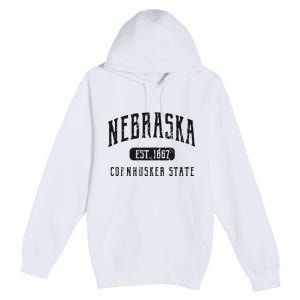 Nebraska Distressed Sports Design Premium Pullover Hoodie