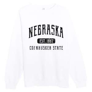 Nebraska Distressed Sports Design Premium Crewneck Sweatshirt