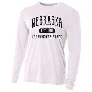 Nebraska Distressed Sports Design Cooling Performance Long Sleeve Crew