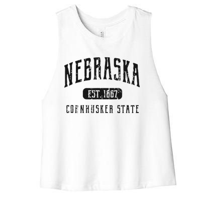 Nebraska Distressed Sports Design Women's Racerback Cropped Tank