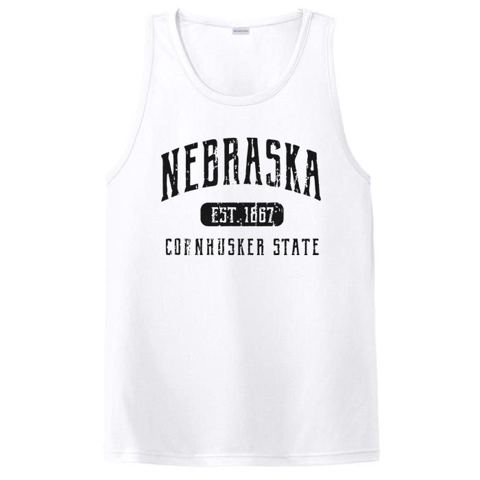 Nebraska Distressed Sports Design PosiCharge Competitor Tank