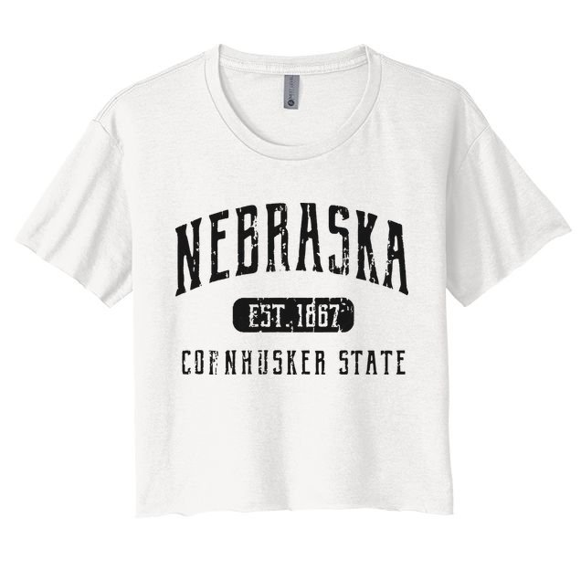 Nebraska Distressed Sports Design Crop Top