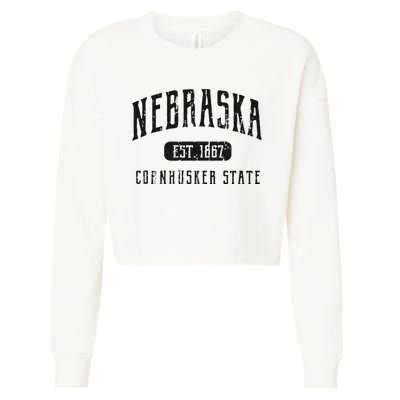 Nebraska Distressed Sports Design Cropped Pullover Crew