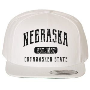 Nebraska Distressed Sports Design Wool Snapback Cap