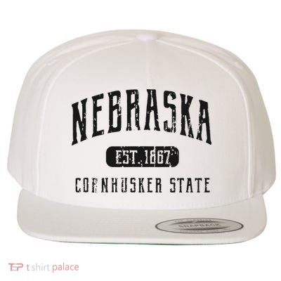 Nebraska Distressed Sports Design Wool Snapback Cap