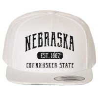 Nebraska Distressed Sports Design Wool Snapback Cap