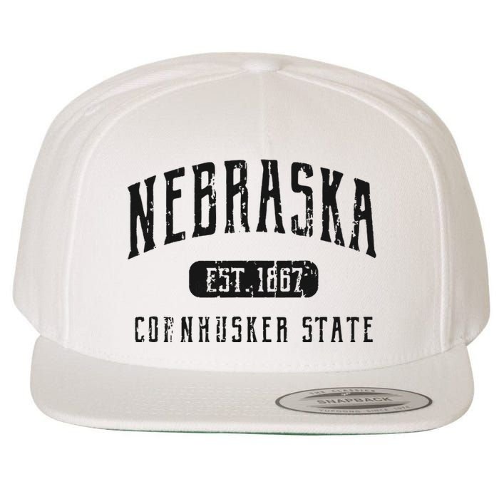 Nebraska Distressed Sports Design Wool Snapback Cap