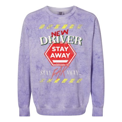 New Driver Stay Far Away Student Driving Instructor Colorblast Crewneck Sweatshirt