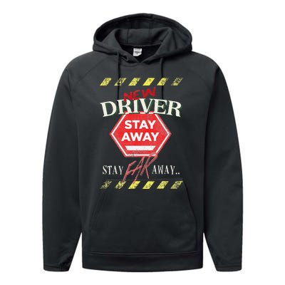 New Driver Stay Far Away Student Driving Instructor Performance Fleece Hoodie