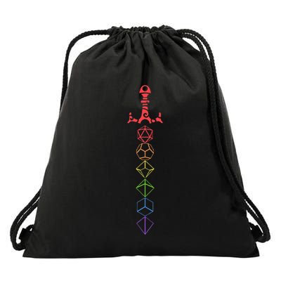Nerdy Dice Set Collector Sword Lgbt Pride D20 Drawstring Bag