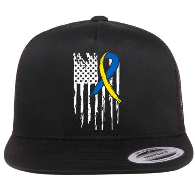 National Down Syndrome Awareness Month American Flag T21 Gift Flatbill Hat
