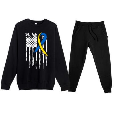 National Down Syndrome Awareness Month American Flag T21 Gift Premium Crewneck Sweatsuit Set