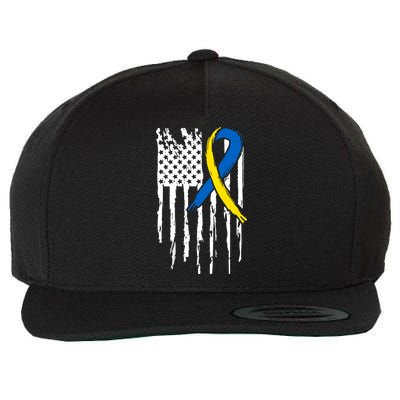 National Down Syndrome Awareness Month American Flag T21 Gift Wool Snapback Cap