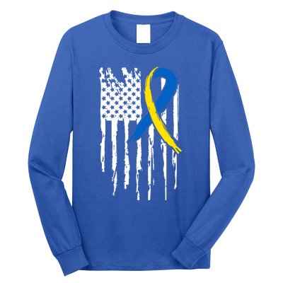 National Down Syndrome Awareness Month American Flag T21 Gift Long Sleeve Shirt