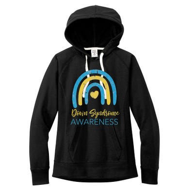 National Down Syndrome Awareness Month Retro Rainbow T21 Women's Fleece Hoodie