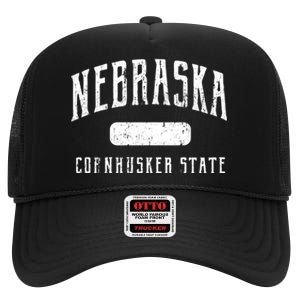 Nebraska Distressed Sports High Crown Mesh Back Trucker Hat