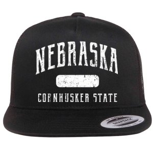 Nebraska Distressed Sports Flat Bill Trucker Hat