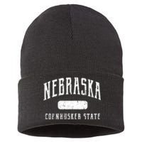 Nebraska Distressed Sports Sustainable Knit Beanie