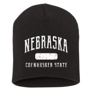 Nebraska Distressed Sports Short Acrylic Beanie