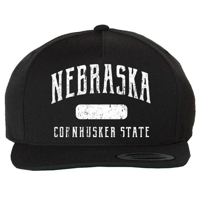 Nebraska Distressed Sports Wool Snapback Cap