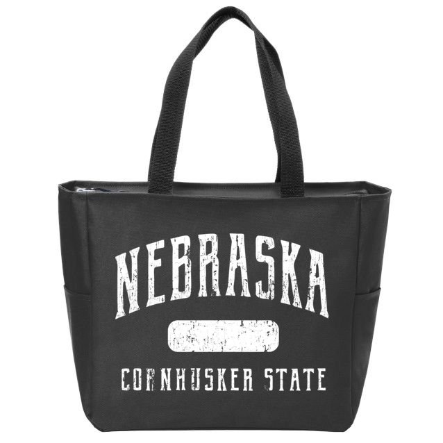 Nebraska Distressed Sports Zip Tote Bag