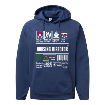 Nursing Director Skills Problem Solving Coffee Wine Gift Performance Fleece Hoodie