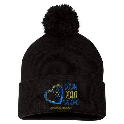National Down Syndrome Awareness Month Down Right Awesome Pom Pom 12in Knit Beanie