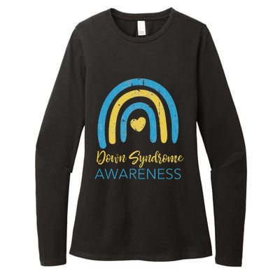 National Down Syndrome Awareness Month Retro Rainbow T21 Womens CVC Long Sleeve Shirt