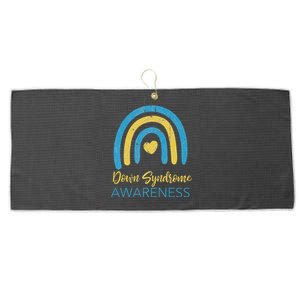 National Down Syndrome Awareness Month Retro Rainbow T21 Large Microfiber Waffle Golf Towel