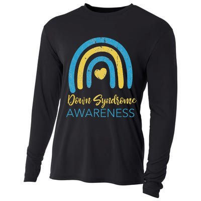 National Down Syndrome Awareness Month Retro Rainbow T21 Cooling Performance Long Sleeve Crew