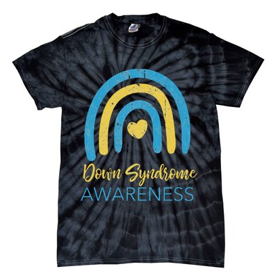 National Down Syndrome Awareness Month Retro Rainbow T21 Tie-Dye T-Shirt