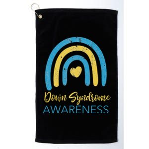 National Down Syndrome Awareness Month Retro Rainbow T21 Platinum Collection Golf Towel