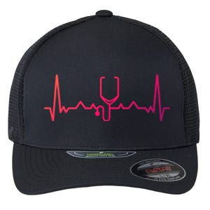 Nurse Doctor Stethoscope Heartbeat Funny Gift Cute Gift Flexfit Unipanel Trucker Cap