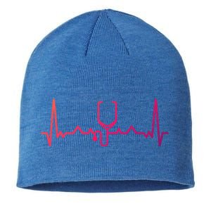 Nurse Doctor Stethoscope Heartbeat Funny Gift Cute Gift Sustainable Beanie