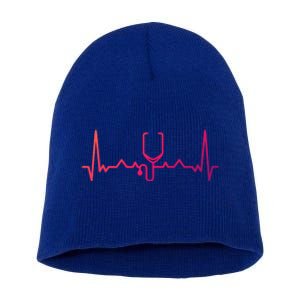 Nurse Doctor Stethoscope Heartbeat Funny Gift Cute Gift Short Acrylic Beanie