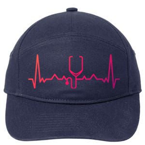 Nurse Doctor Stethoscope Heartbeat Funny Gift Cute Gift 7-Panel Snapback Hat