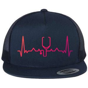 Nurse Doctor Stethoscope Heartbeat Funny Gift Cute Gift Flat Bill Trucker Hat