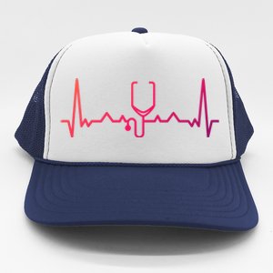 Nurse Doctor Stethoscope Heartbeat Funny Gift Cute Gift Trucker Hat