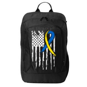 National Down Syndrome Awareness Month American Flag T21 Gift City Backpack